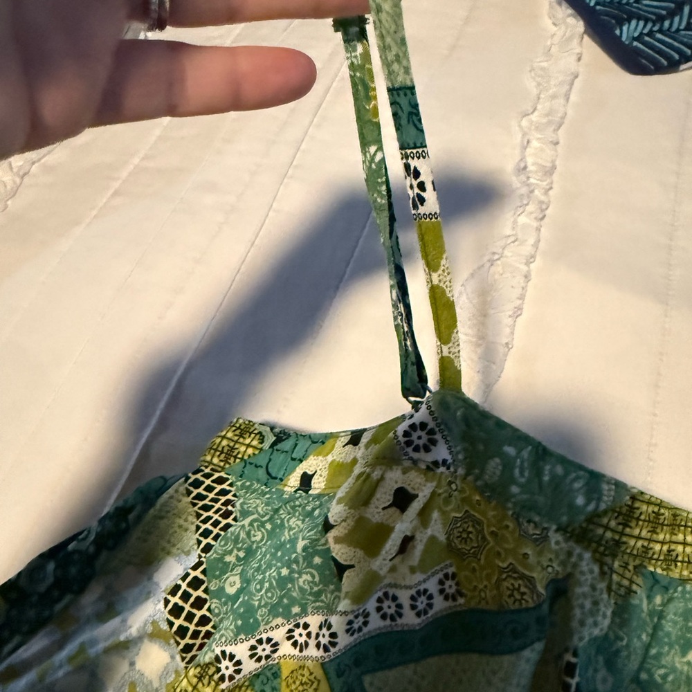 NATURAL LIFE Green Patchwork Print Spaghetti-Strap Tank - Picture 5 of 7